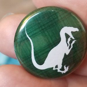 NWT Pin Green Black Plaid White Velociraptor 1"